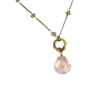 WHBM Crystal Pendant Charm Necklace Pale Pink Gold Tone